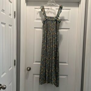 Natural Life Megan smocked midi dress green floral size Large
